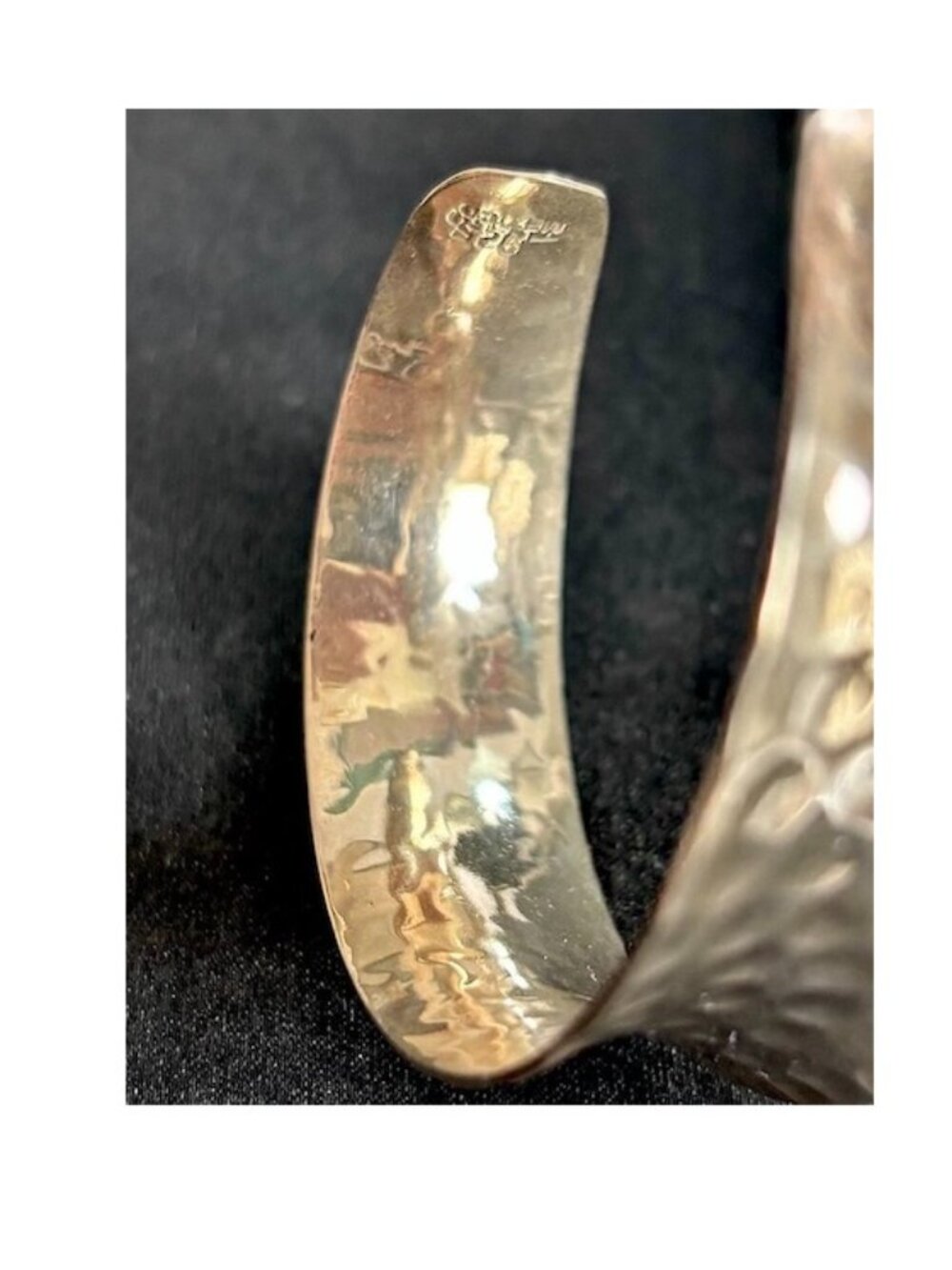 Hammered Sterling Silver Cuff Bracelet Handcrafted Stamped 925 Mexico - Picture 3 of 7